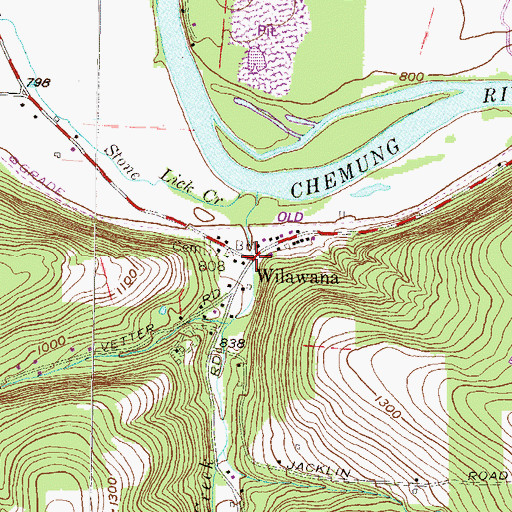 Topographic Map of Wilawana, PA