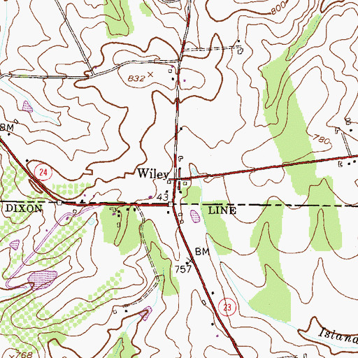Topographic Map of Wiley, PA