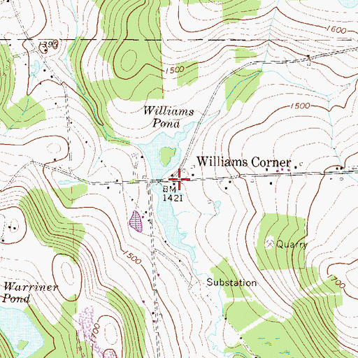 Topographic Map of Williams Corner, PA