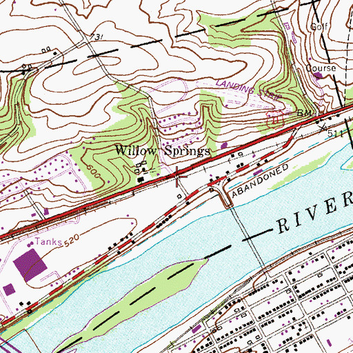 Topographic Map of Willow Springs, PA