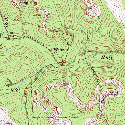 Topographic Map of Wilmer, PA