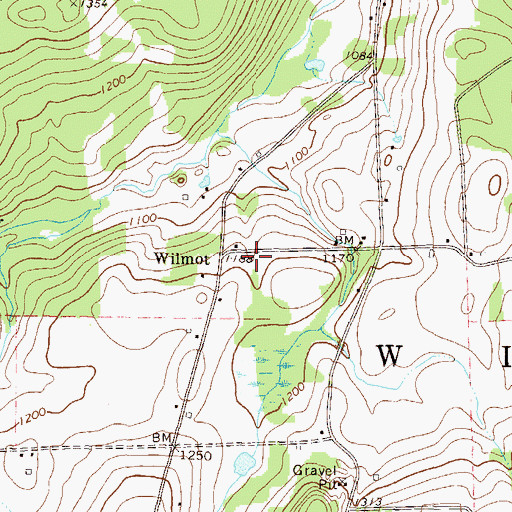 Topographic Map of Wilmot, PA
