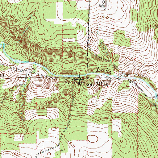 Topographic Map of Wilson Mills, PA