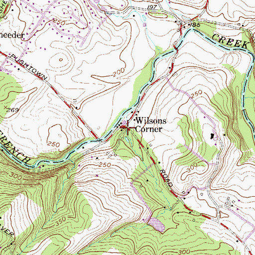 Topographic Map of Wilsons Corner, PA