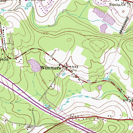 Topographic Map of Wimmers, PA