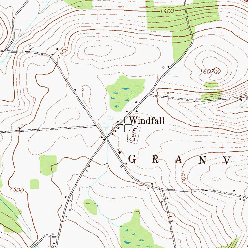 Topographic Map of Windfall, PA