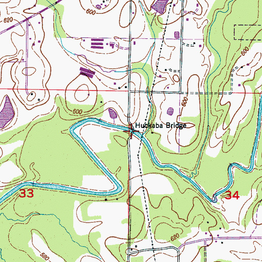 Topographic Map of Huckaba Bridge, AL