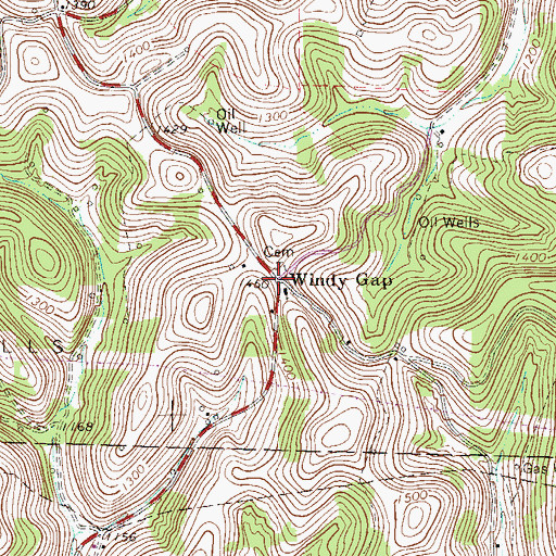 Topographic Map of Windy Gap, PA