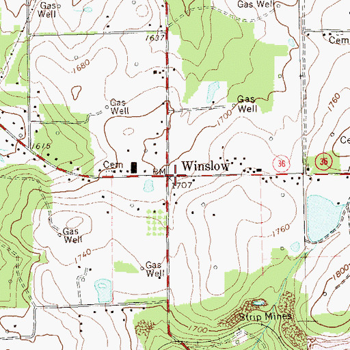 Topographic Map of Winslow, PA