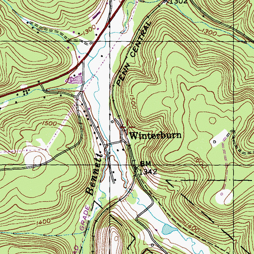 Topographic Map of Winterburn, PA