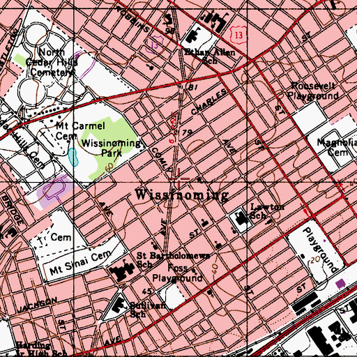 Topographic Map of Wissinoming, PA