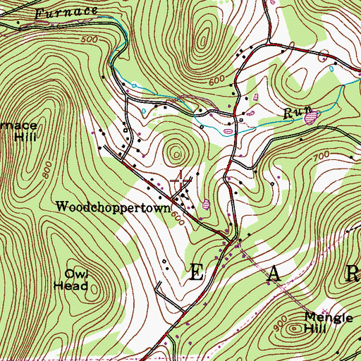 Topographic Map of Woodchoppertown, PA