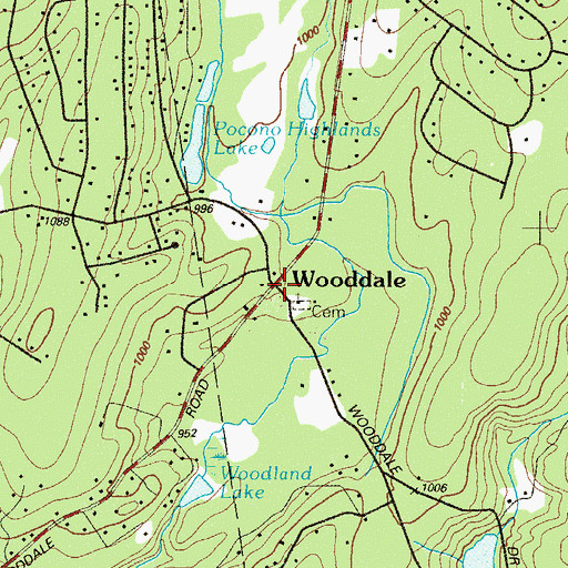 Topographic Map of Wooddale, PA
