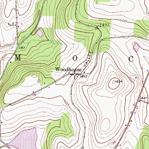 Topographic Map of Woodhouse, PA