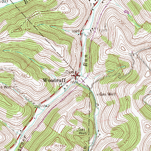 Topographic Map of Woodruff, PA
