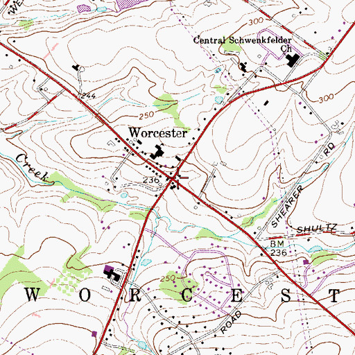 Topographic Map of Worcester, PA