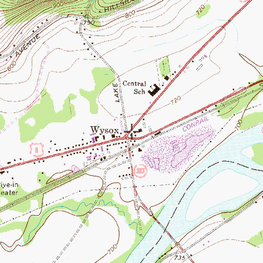 Topographic Map of Wysox, PA