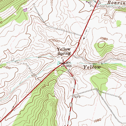 Topographic Map of Yellow Spring, PA