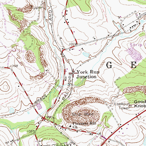 Topographic Map of York Run Junction, PA