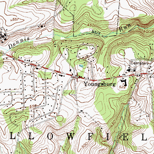 Topographic Map of Youngsburg, PA