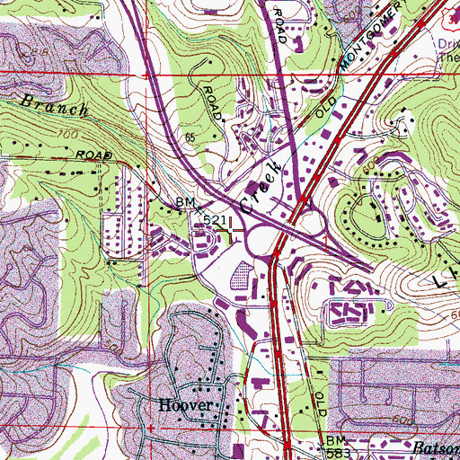 Topographic Map of Huckleberry Branch, AL