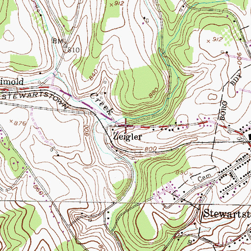 Topographic Map of Zeigler, PA