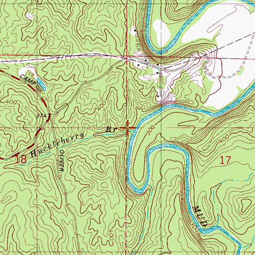 Topographic Map of Huckleberry Branch, AL