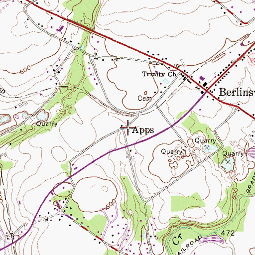 Topographic Map of Apps, PA