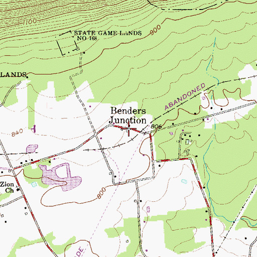 Topographic Map of Benders Junction, PA