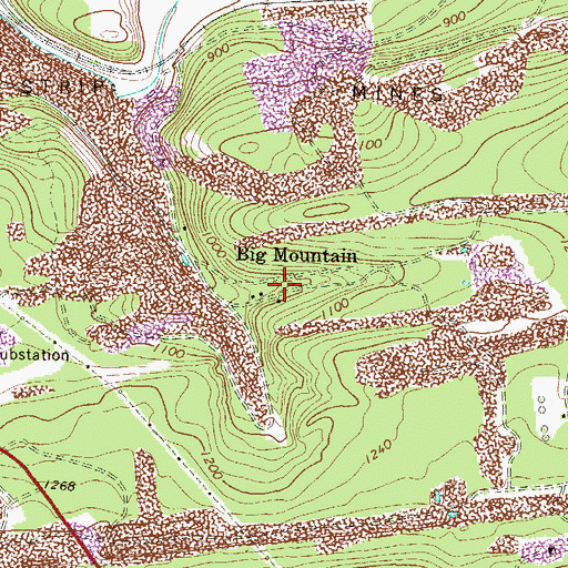 Topographic Map of Big Mountain, PA