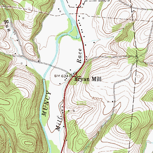Topographic Map of Bryan Mill, PA