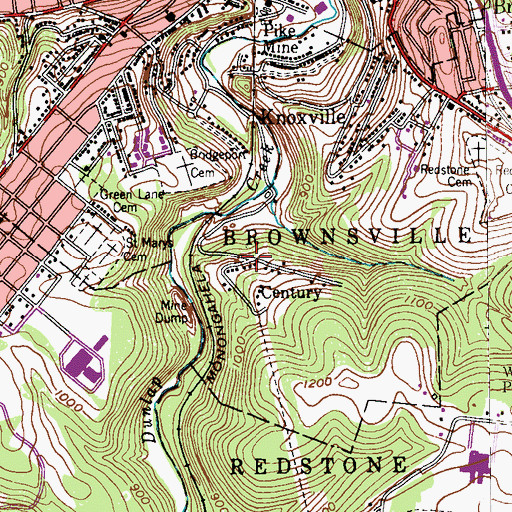 Topographic Map of Century, PA