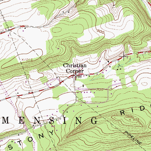 Topographic Map of Christian Corner, PA