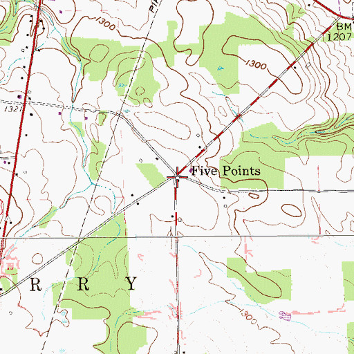 Topographic Map of Five Points, PA