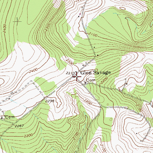 Topographic Map of Glen Savage, PA