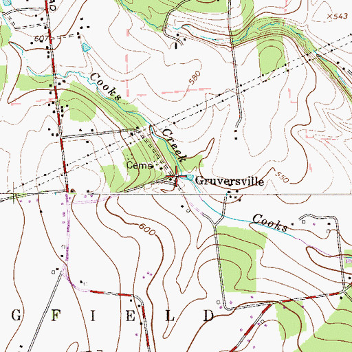 Topographic Map of Gruversville, PA