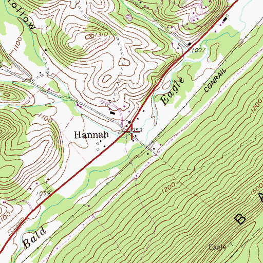 Topographic Map of Hannah, PA