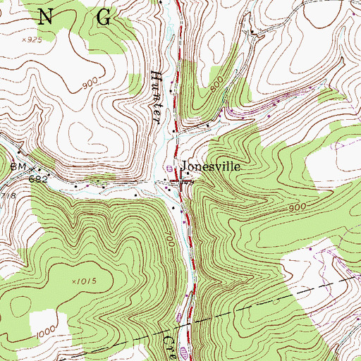 Topographic Map of Jonesville, PA