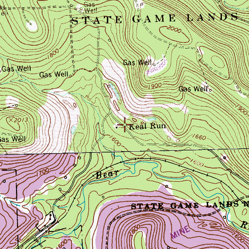 Topographic Map of Keal Run, PA