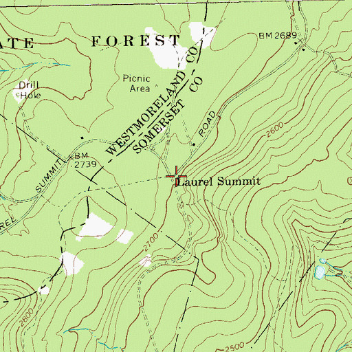 Topographic Map of Laurel Summit, PA