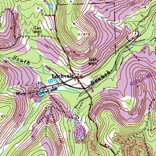 Topographic Map of Lochvale, PA