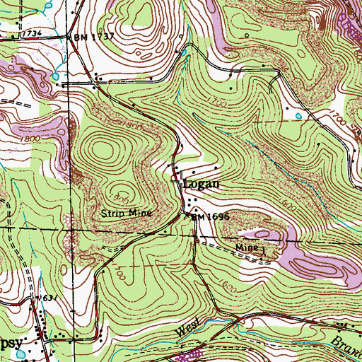 Topographic Map of Logan, PA