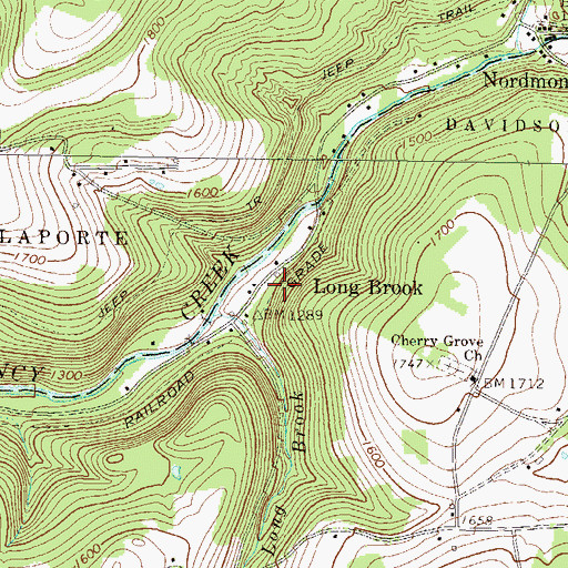 Topographic Map of Long Brook, PA