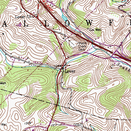 Topographic Map of Lover, PA