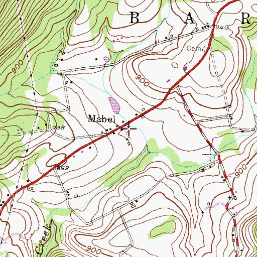 Topographic Map of Mabel, PA