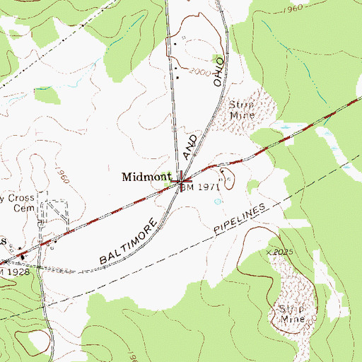 Topographic Map of Midmont, PA