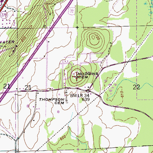 Topographic Map of Hudgins Cemetery, AL