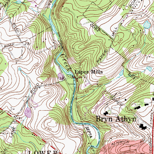 Topographic Map of Paper Mills, PA