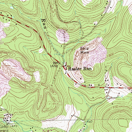 Topographic Map of Rasler Run, PA