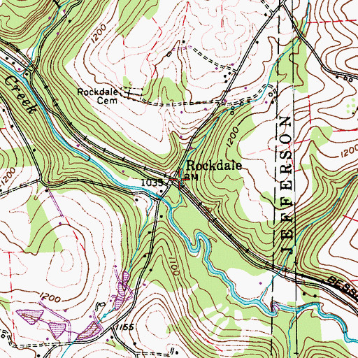Topographic Map of Rockdale, PA